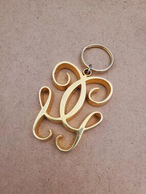 GUERLAIN ~ Authentic Vintage Gold Plated Key Ring/Key Charm/Key Chain - Logo